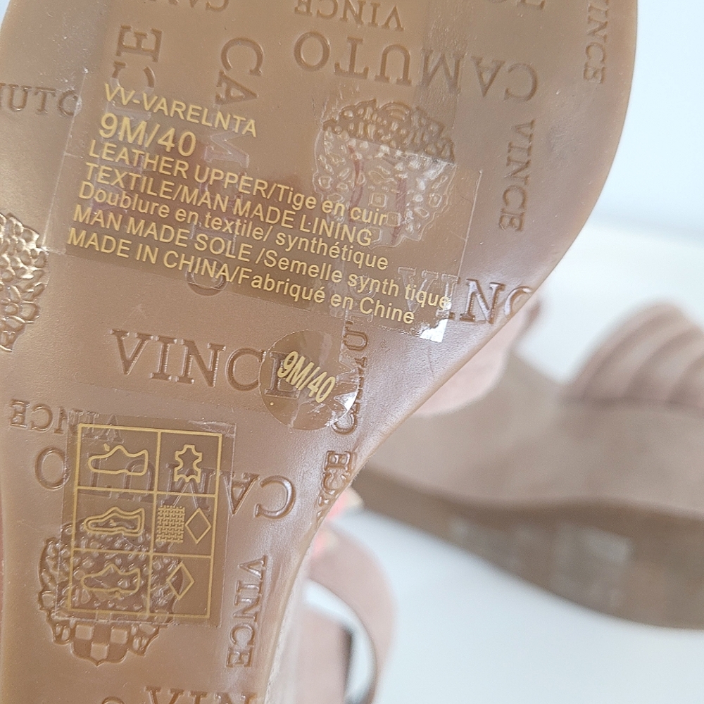 VINCE CAMUTO Varelnta Cream Suede Wedge Sandal - Picture 8 of 13